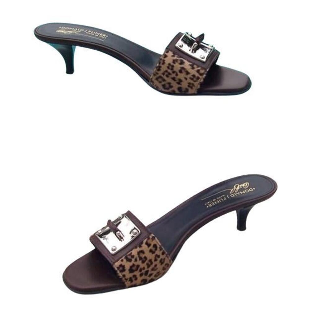 Donald Pliner Couture Hair Calf Leather Sandal Shoe Slide NIB Metal Buckle $325
